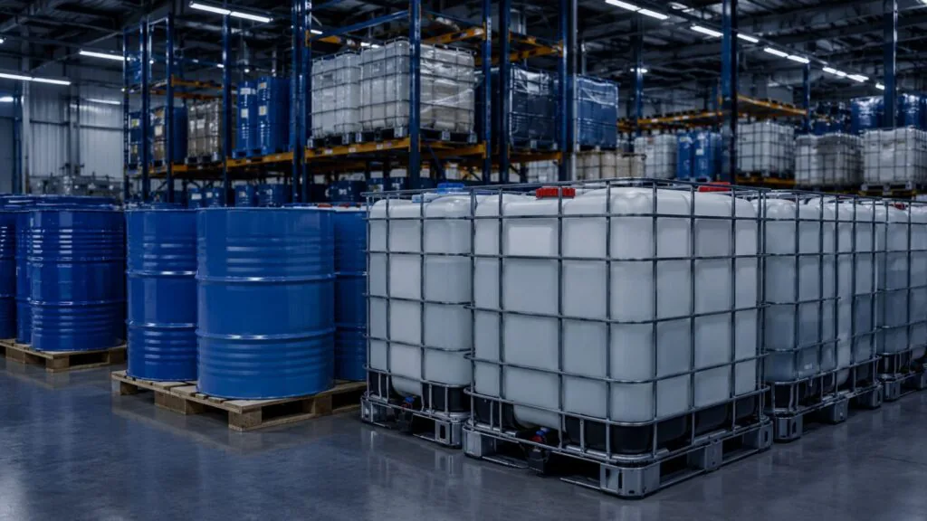 Produtos químicos – contêineres IBC em armazém