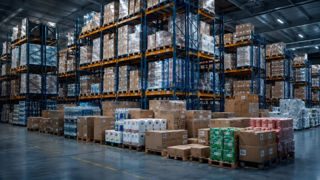 Bens de consumo – caixas e paletes